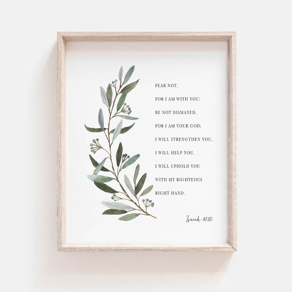 Isaiah 41:10 Fear Not I Am With You Watercolor Olive Branch Poster - Image 2