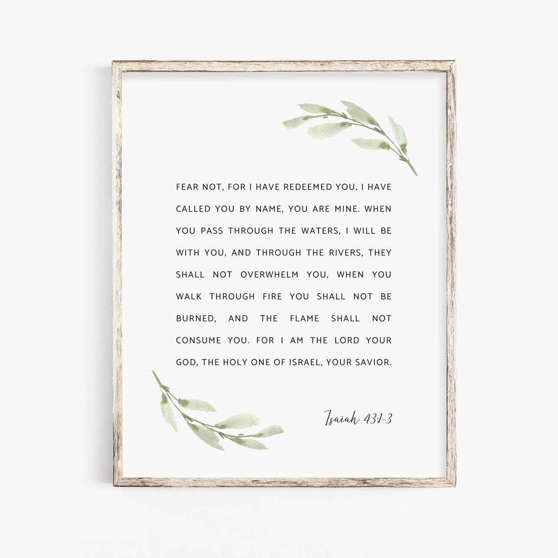 Isaiah 43:1-3 Botanical Scripture Wall Art Print - Image 2