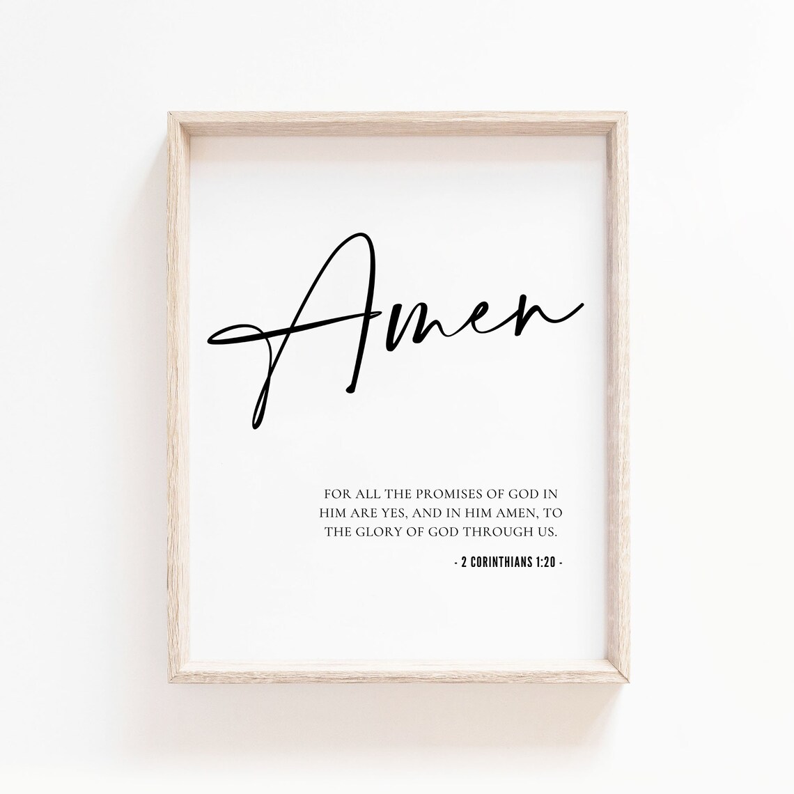 Amen 2 Corinthians 1:20 Promises Of God Script Calligraphy Poster