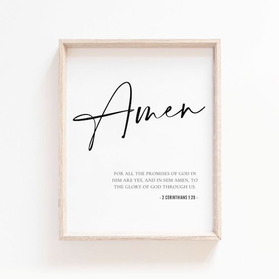 Amen 2 Corinthians 1:20 Promises Of God Script Calligraphy Poster