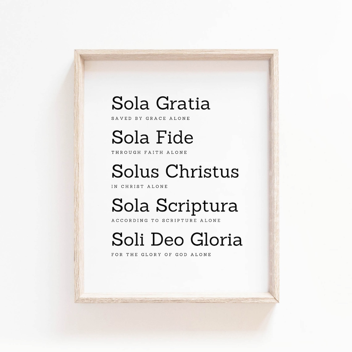 The 5 Solas Christian Scripture Sign, Poster Print