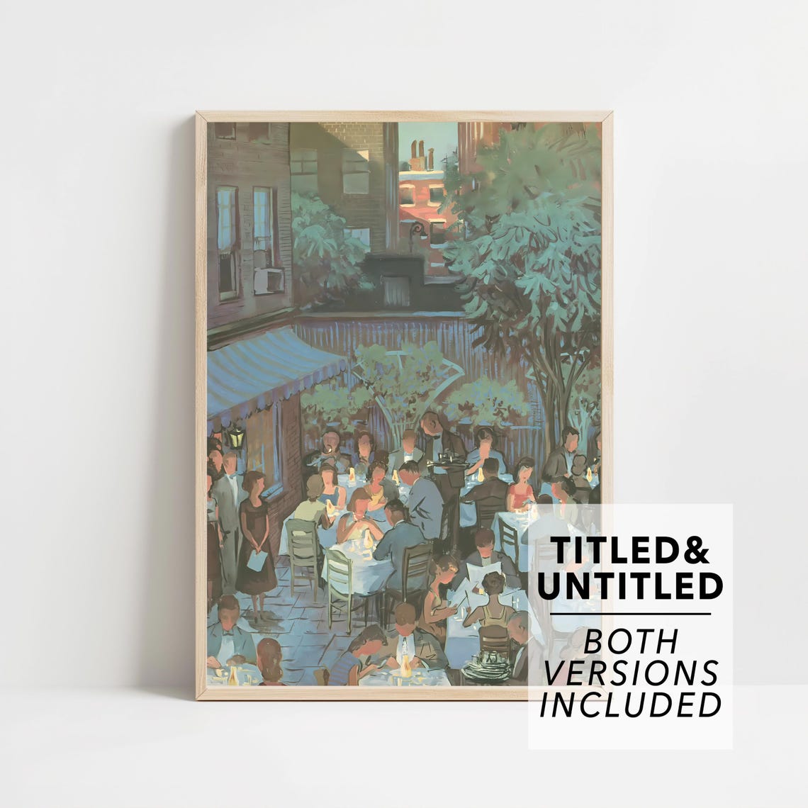 New Yorker Style Lively Outdoor Restaurant Terrace at Night Art Poster
