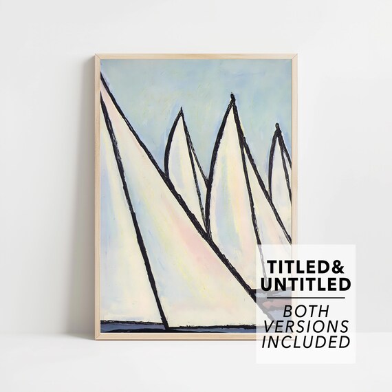 Abstract Sailboat Regatta Bold Lines Pastel Sails Modern Art Poster