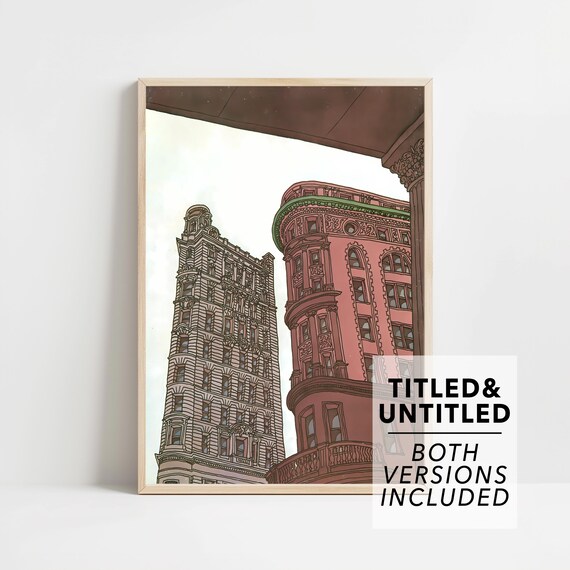 New Yorker Style Vintage New York City Architecture Sketch Art Poster
