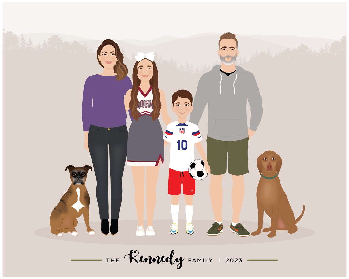 Custom Family Portrait Drawing, Personalized Gift - Image 4