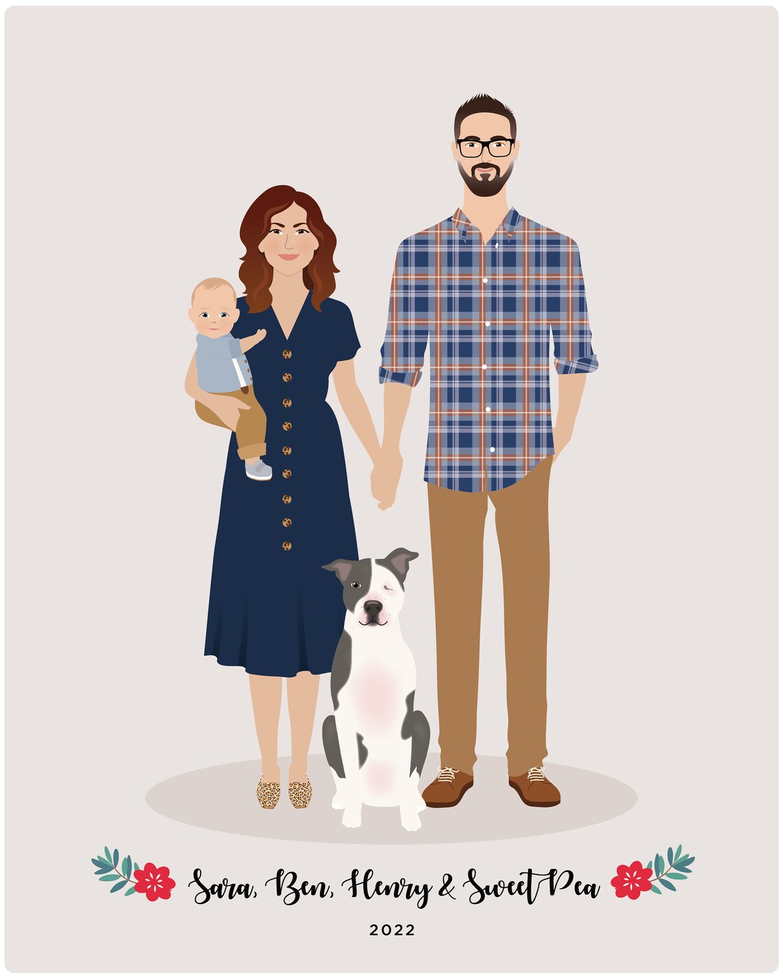 Custom Family Portrait, Hand Drawn Illustration - Image 3