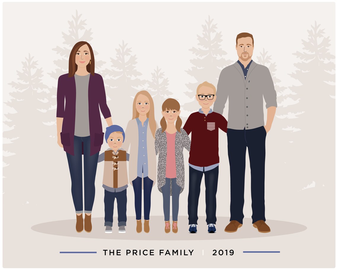 Custom Family of Four with Sports Gear and City Skyline Poster - Image 4