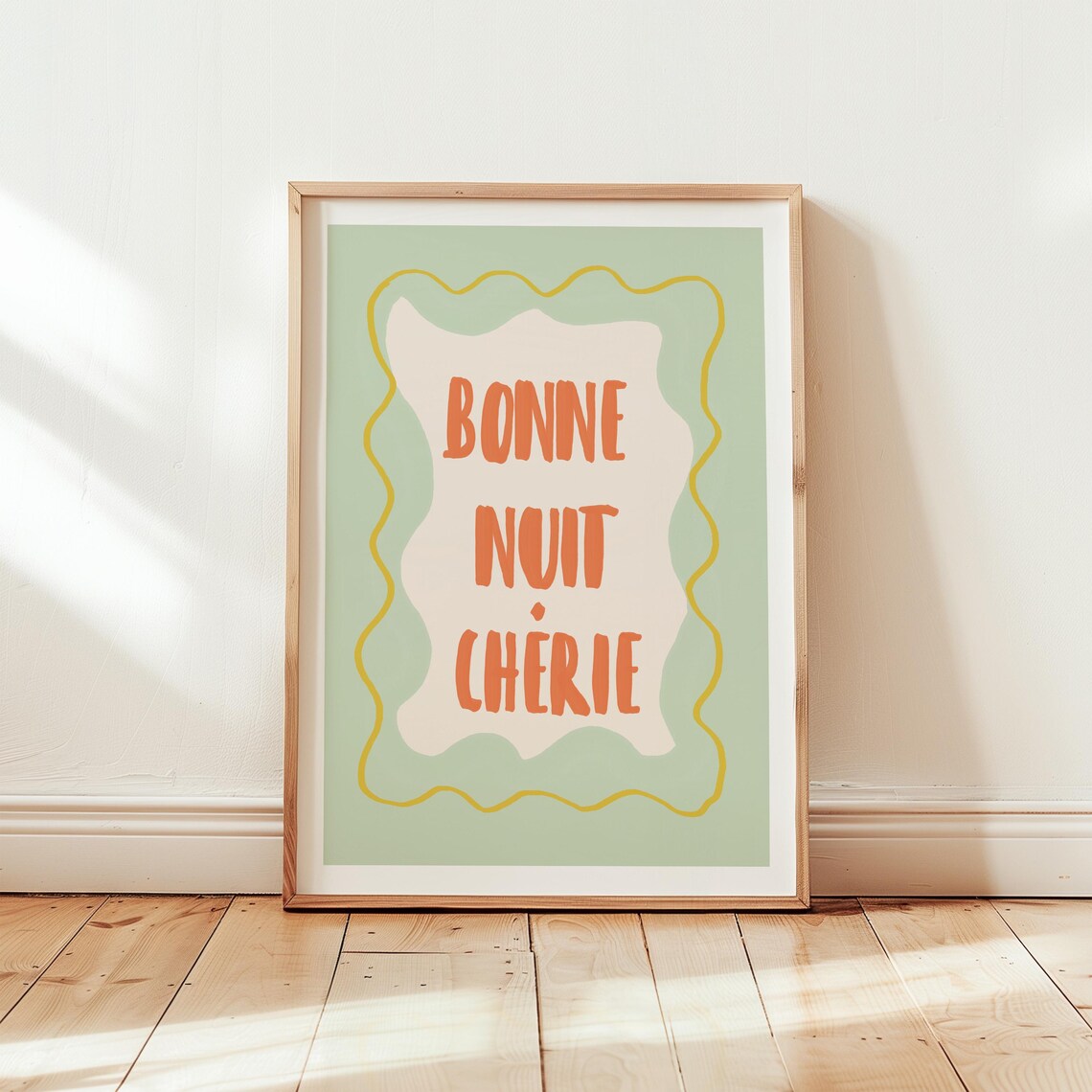 Bonne Nuit Cherie French Goodnight Quote Pastel Bedroom Decor Poster