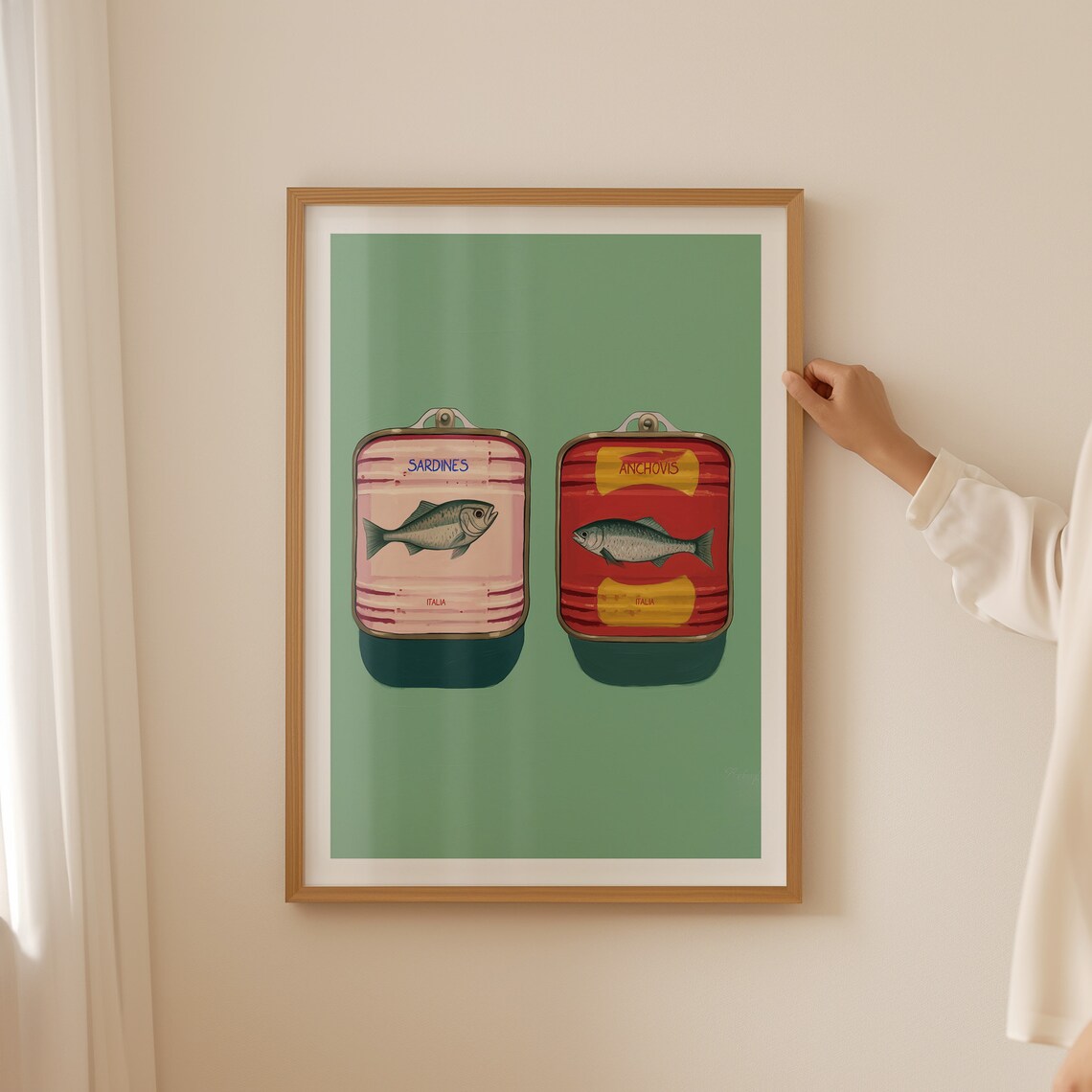 Seafood Art Print Sardines Kitchen Wall Decor