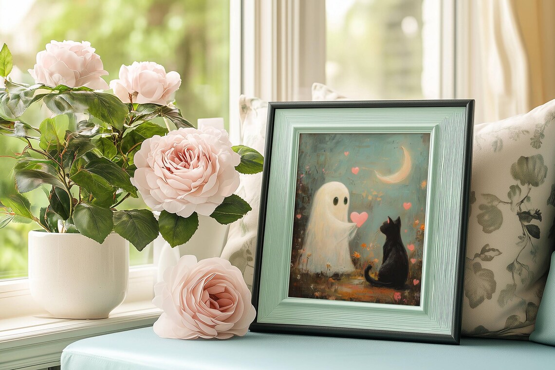 Ghost And Black Cat Valentine, Whimsigoth Poster - Image 6
