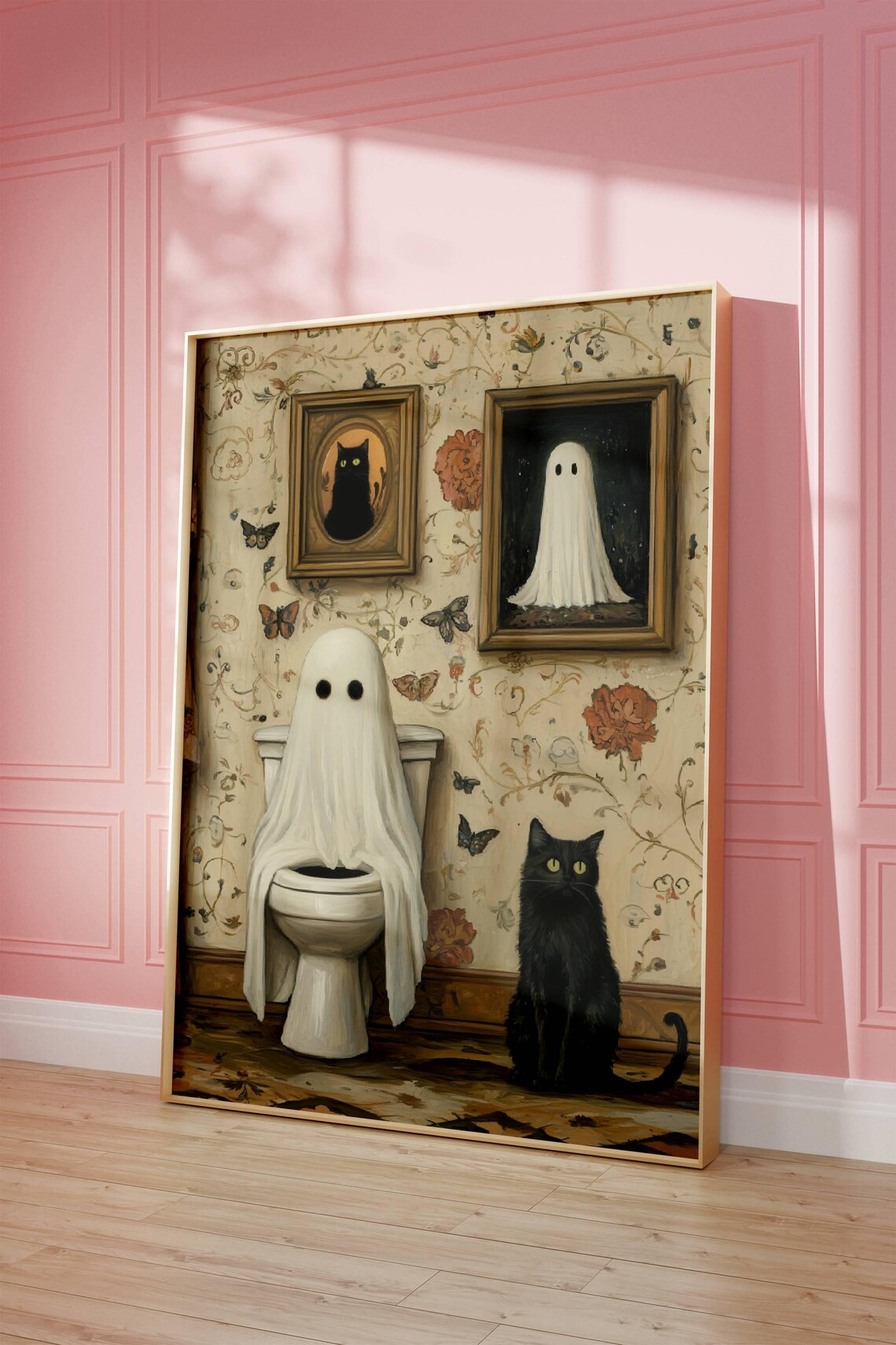 Ghost And Black Cat Bathroom Art Print, Whimsigoth - Image 2