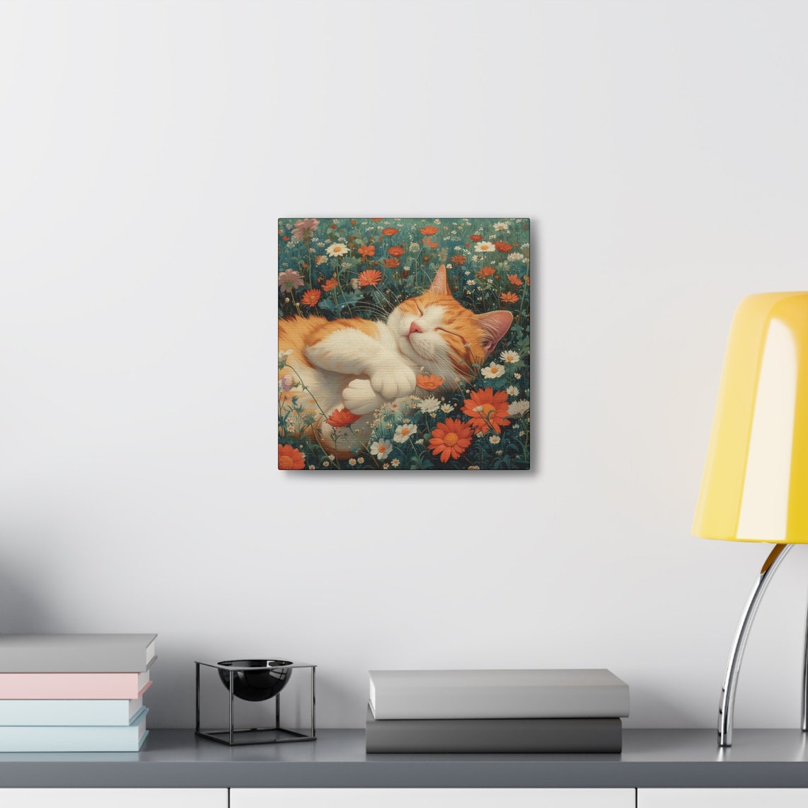 Orange and White Cat Smiling in an Orange Flower Field Poster - Image 4