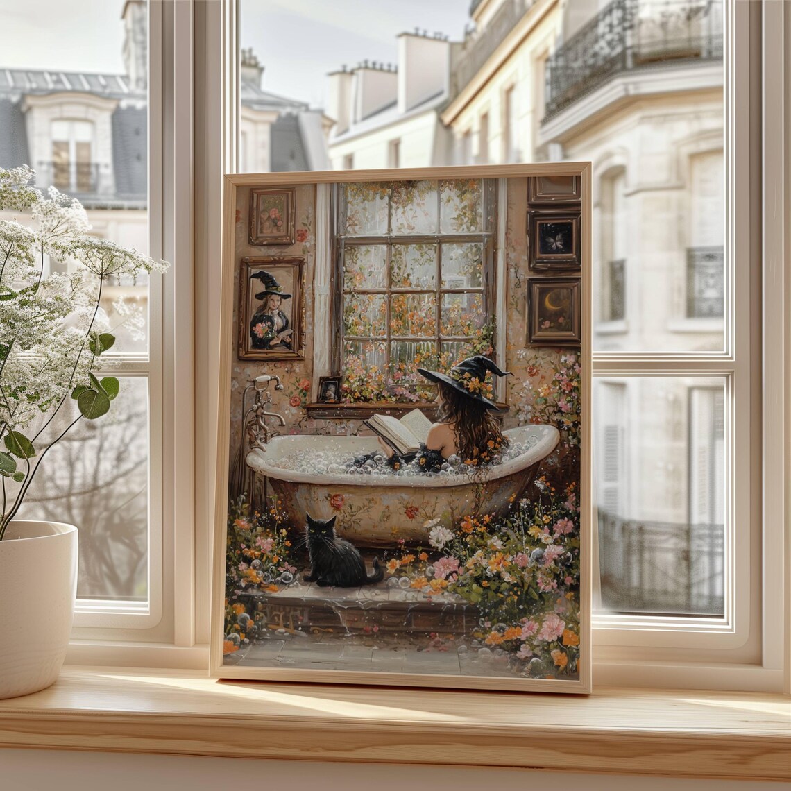 Witch Reading in Bubble Bath, Halloween Poster - Image 5