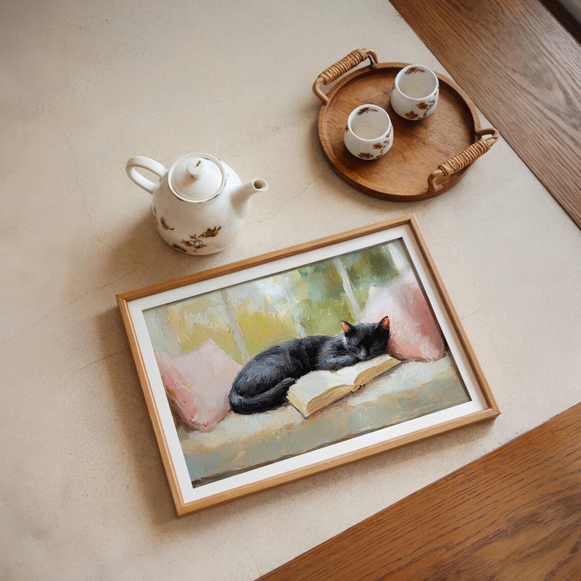 Black Cat Sleeping With Books, Book Lover Art Print - Image 6