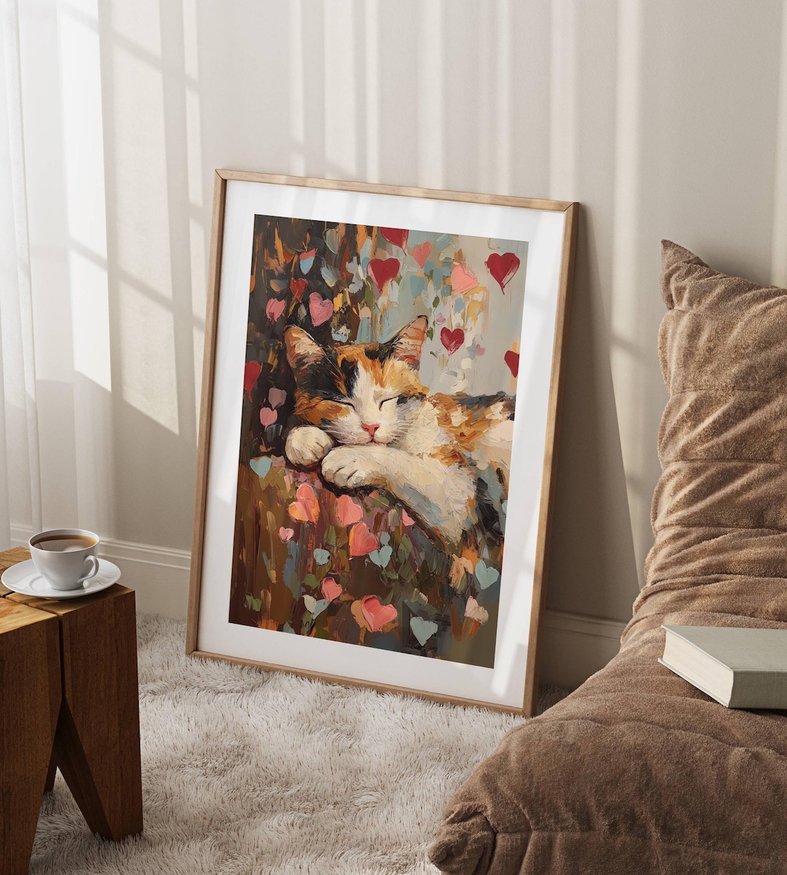 Calico Cat Valentine Print, Rustic Farmhouse Cat - Image 5