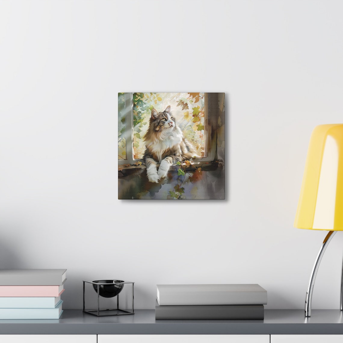 Fluffy Long Haired Cat Lounging on a Sunny Windowsill Poster - Image 6