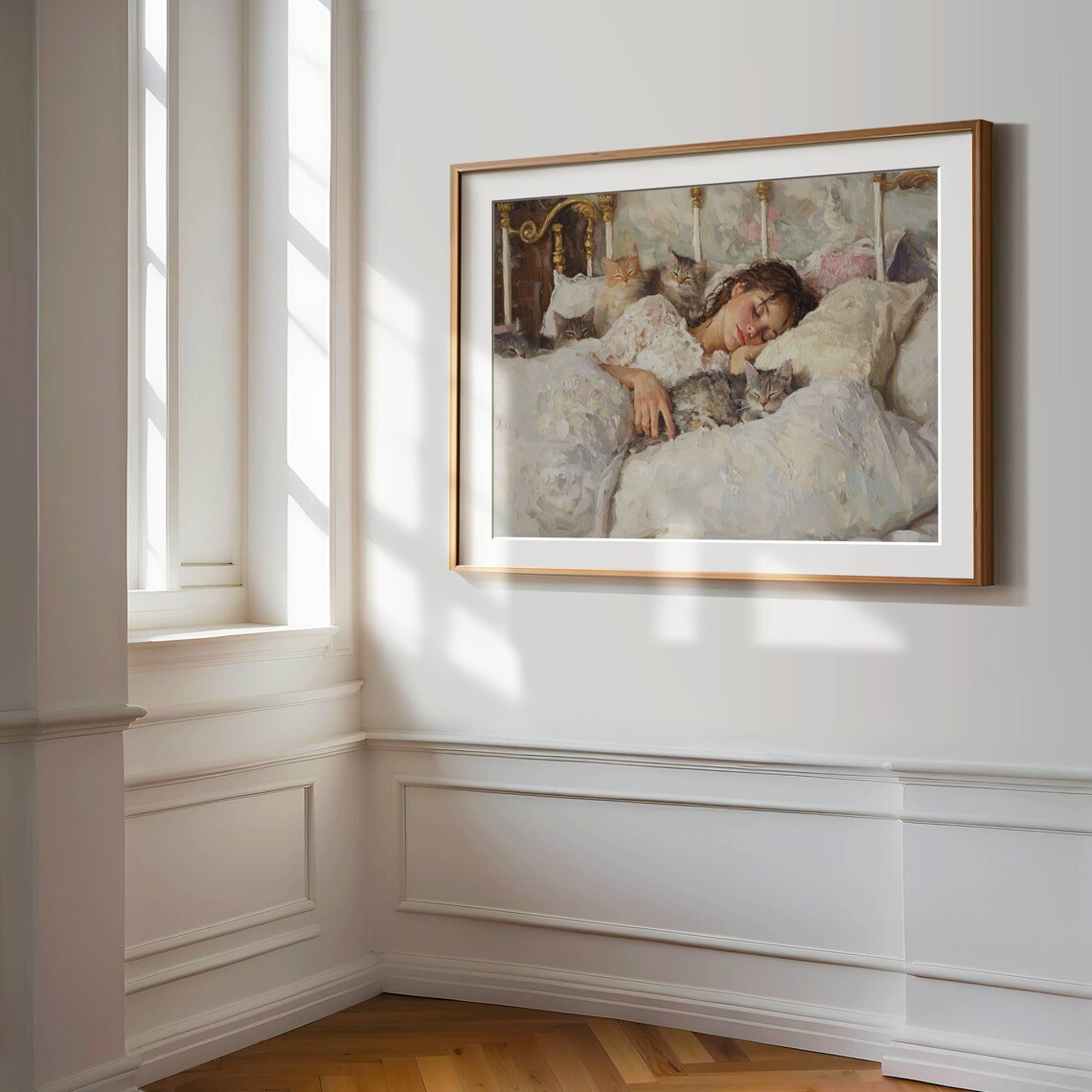 Woman Napping With Her Cats, Cat Lover Art Print - Image 7