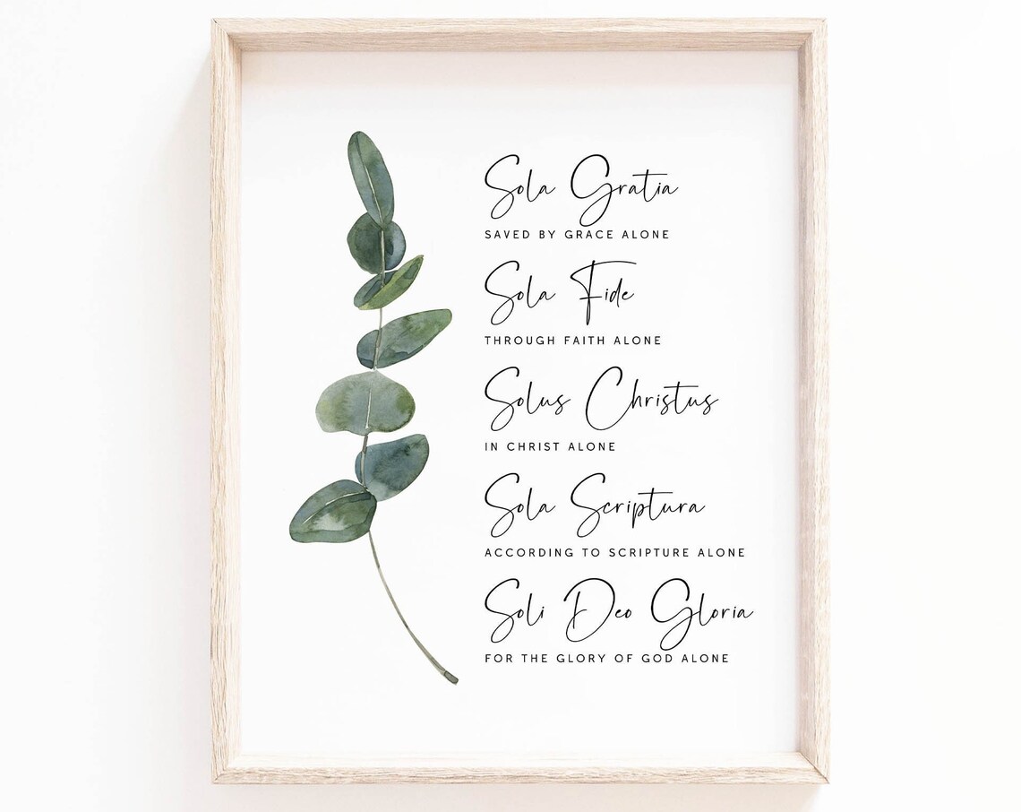 Five Solas Grace Alone Faith Alone Christian Eucalyptus Poster - Image 3