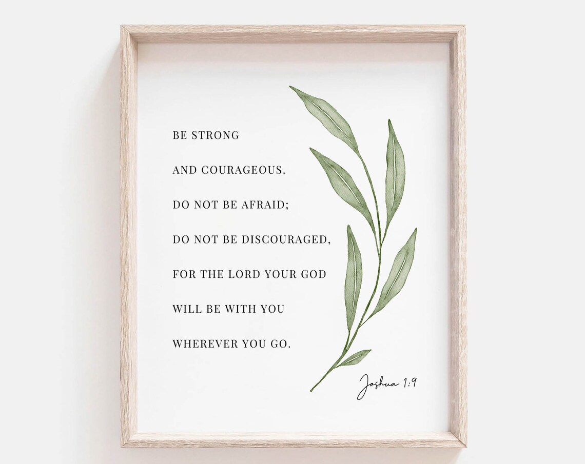 Joshua 1:9 Be Strong and Courageous Watercolor Art Print - Image 2