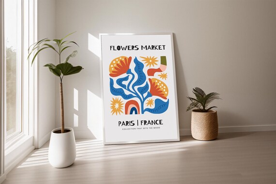 Flowers Market Paris France Colorful Floral Abstract Art Poster