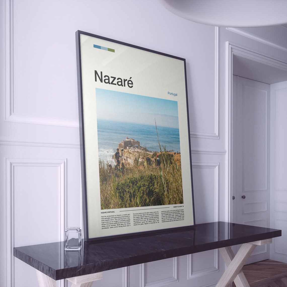Nazare Portugal Clifftop Beach View Coastal Photography Poster - Image 2