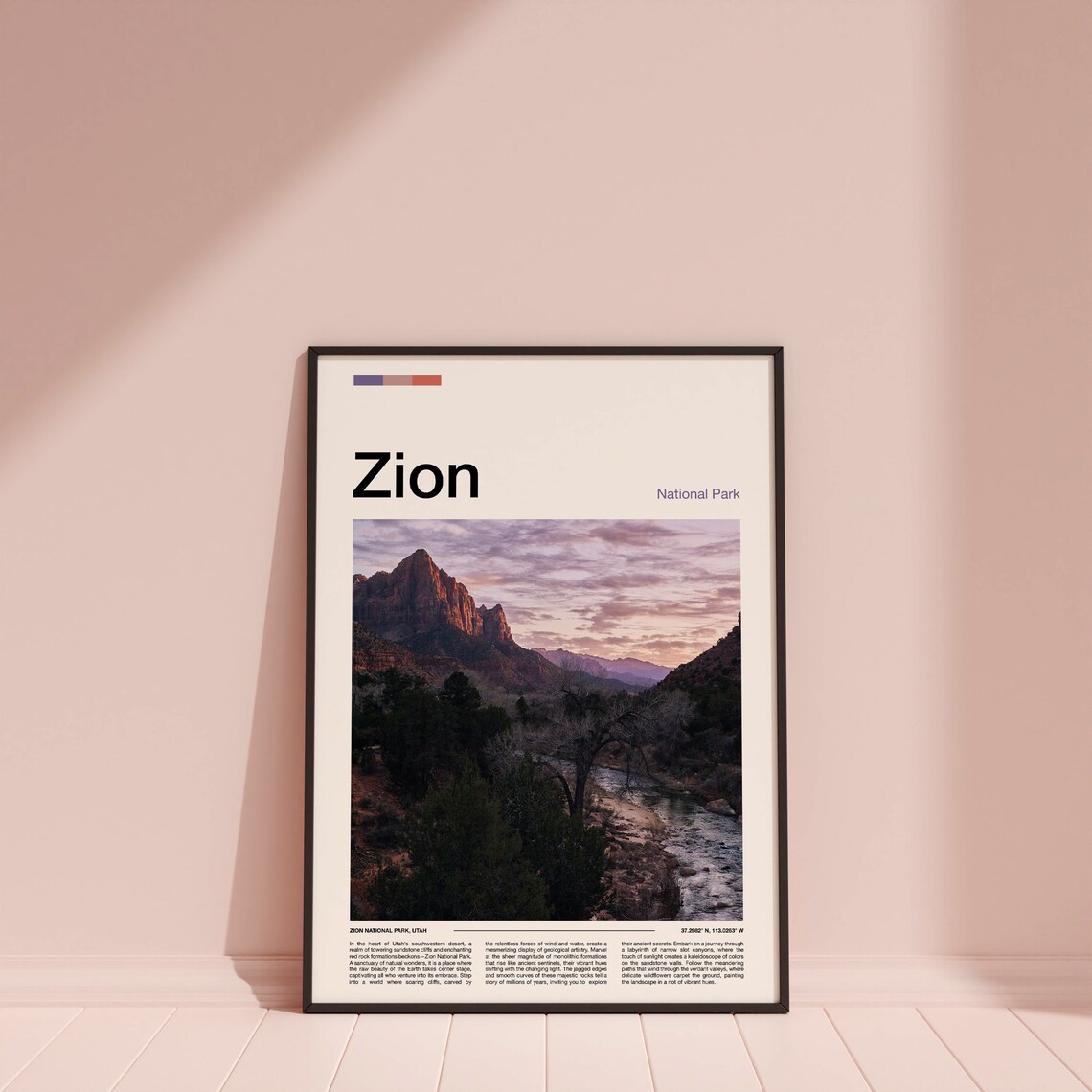 Zion National Park Print Zion National Park Poster Zion Wall Art Zion Art Print Zion Photo - Image 4