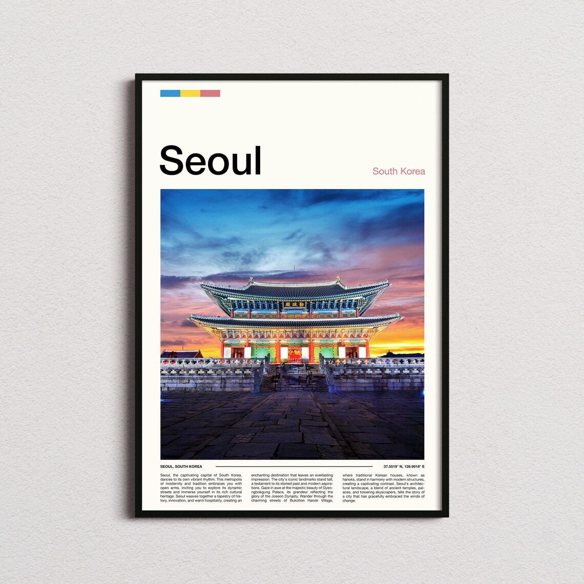 Seoul South Korea Gyeongbokgung Palace Sunset Landmark Photo Poster