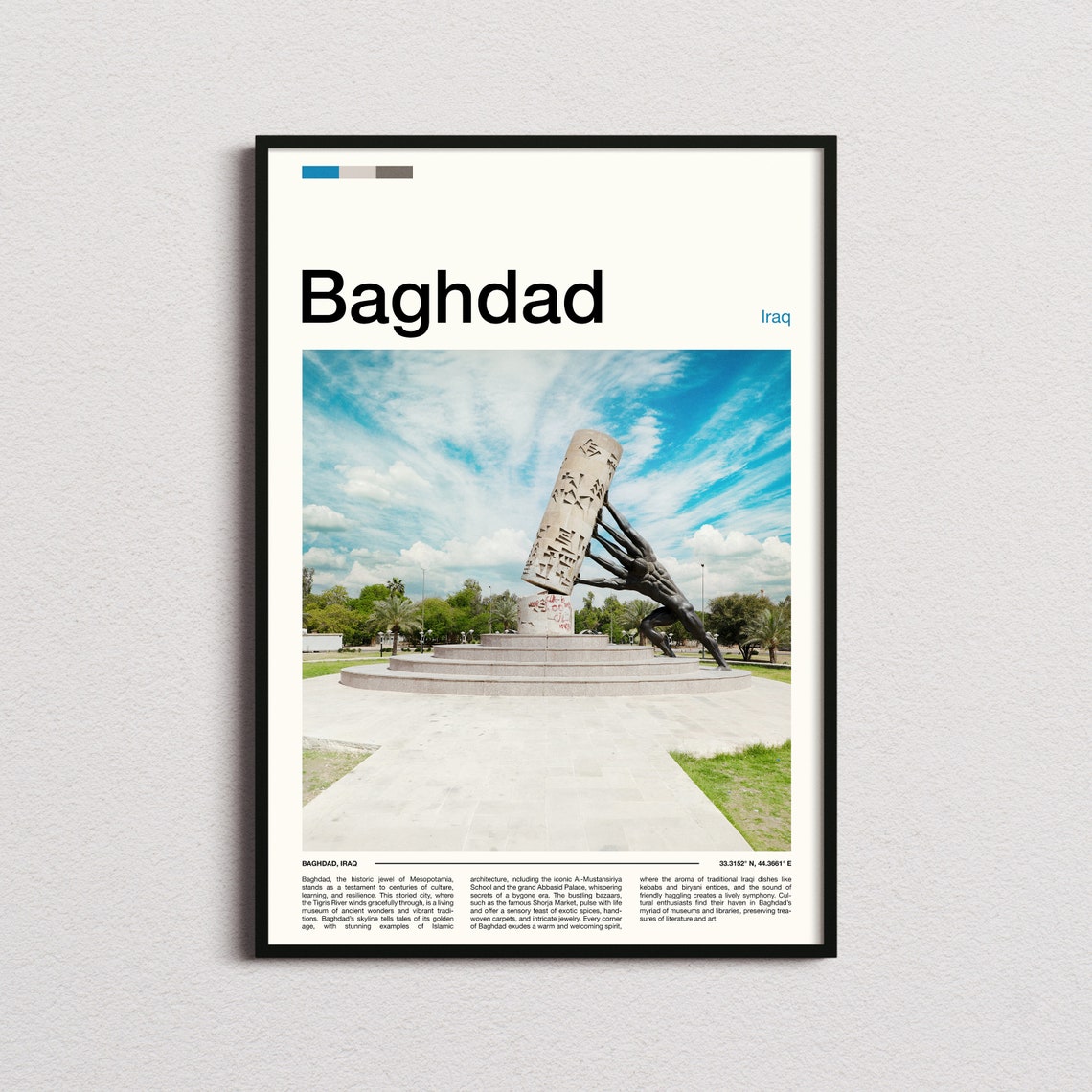Baghdad Iraq Stone Tower Monument Sculpture Park Photo Poster