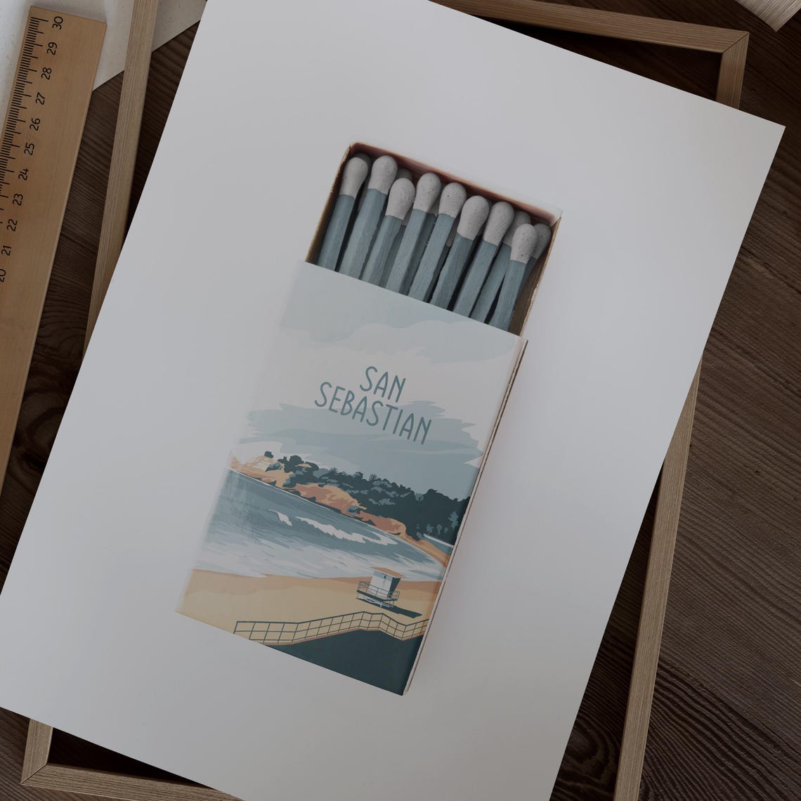 San Sebastian Beach Matchbox Art Lifeguard Tower Waves Poster - Image 2