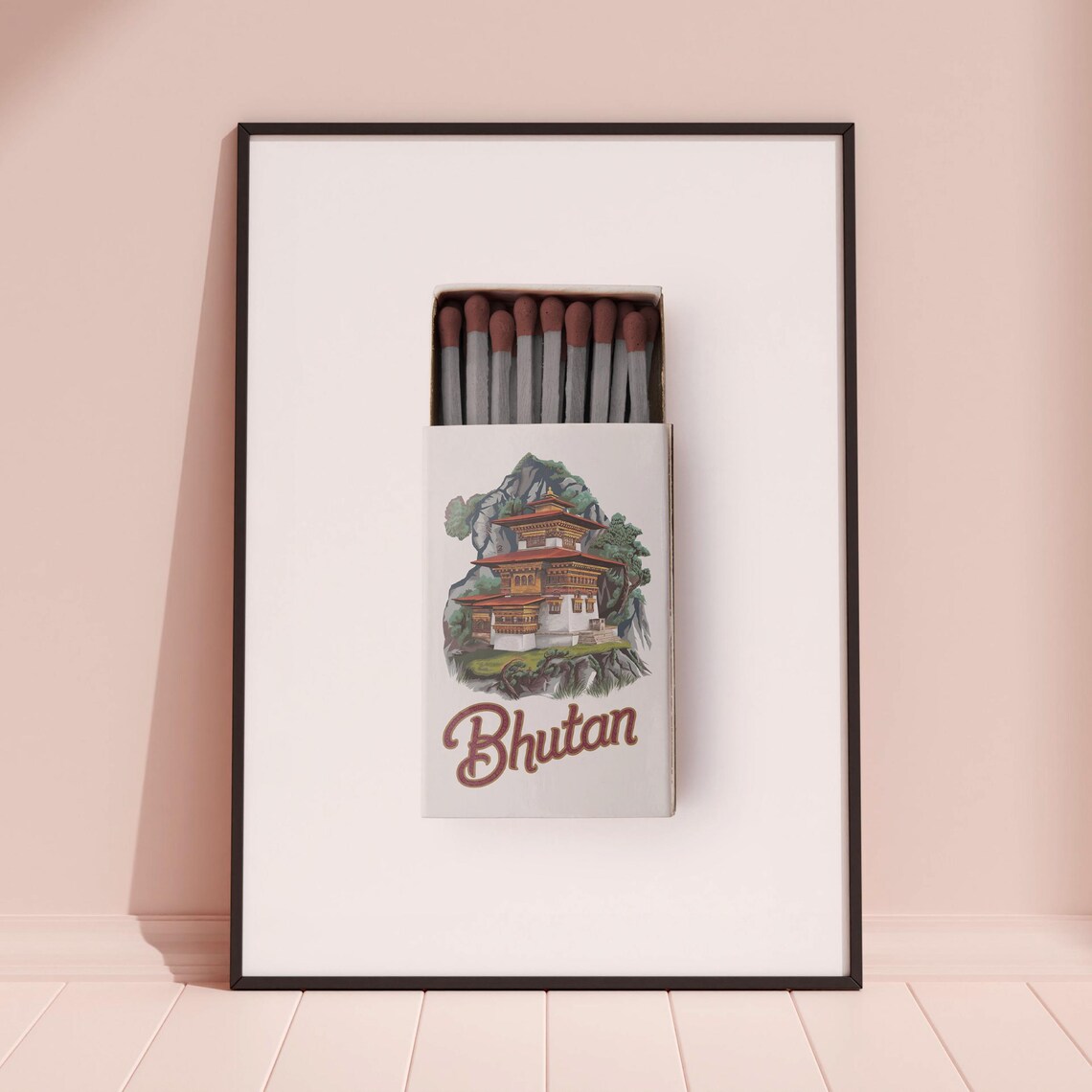 Bhutan Matchbox Print Bhutan Print Bhutan Poster Bhutan Wall Art Bhutan Art Print Bhutan Gifts - Image 3