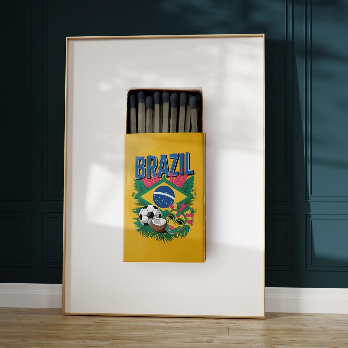 Brazil Matchbox Football Carnival Vintage Travel Art Poster Design - Image 5