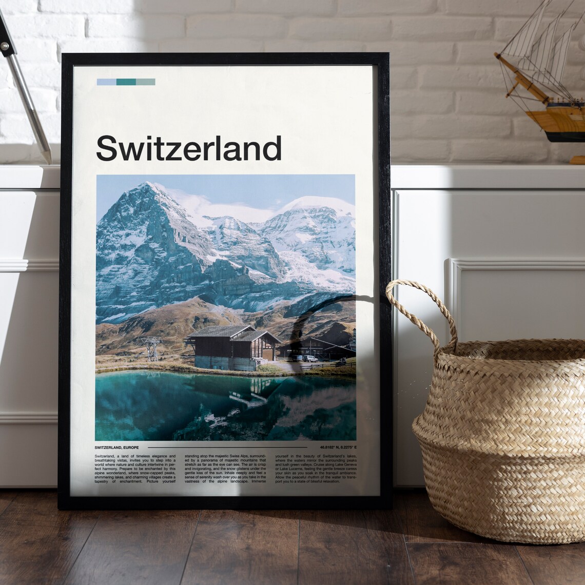Switzerland Swiss Alps Mountain Lake Chalet Reflection Scenic Poster - Image 4