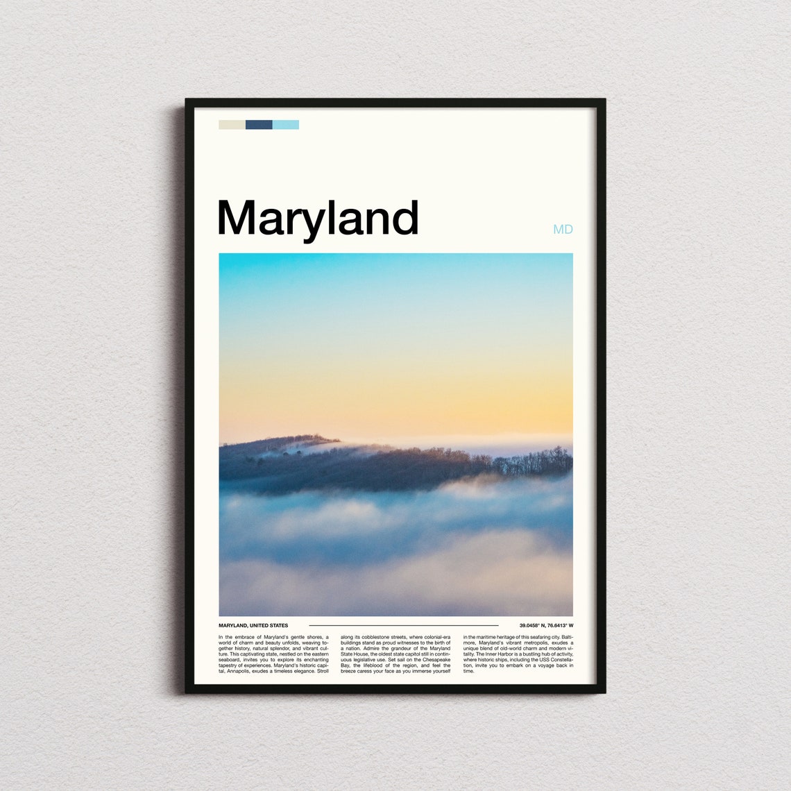 Maryland Print Maryland Poster Maryland Wall Art Maryland Art Print Maryland Photo