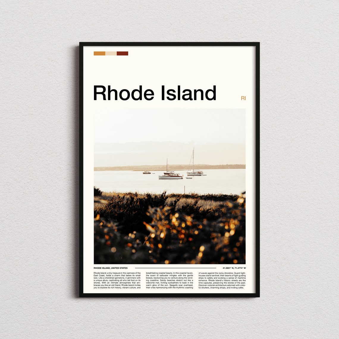 Rhode Island Sailboats at Golden Hour Harbor Bokeh Photography Poster