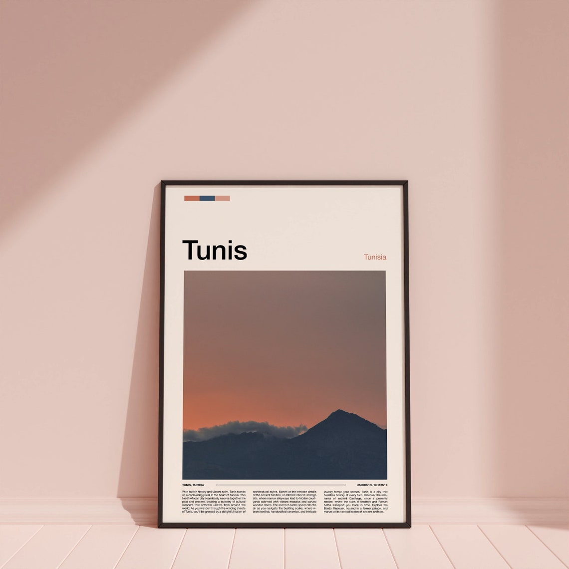 Tunis Tunisia Sunset Mountain Silhouette Scenic Photography Poster - Image 4