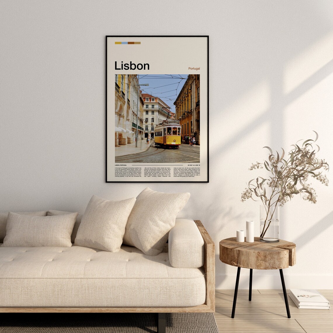 Lisbon Portugal Yellow Tram Street Classic City Travel Poster - Image 3