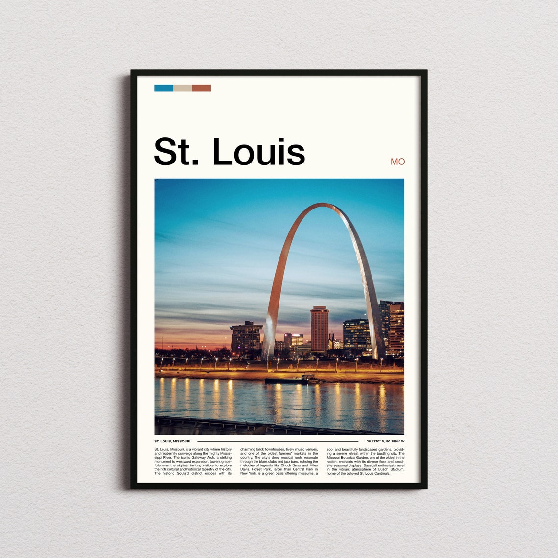 St. Louis Missouri Gateway Arch Dusk River Skyline View Poster