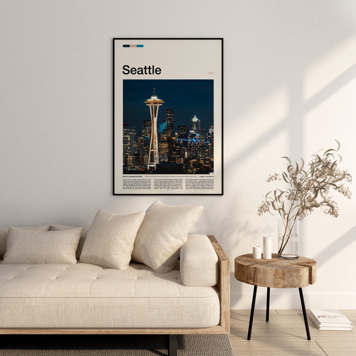 Seattle Space Needle Daytime Cloud View Iconic City Tower Poster - Image 3