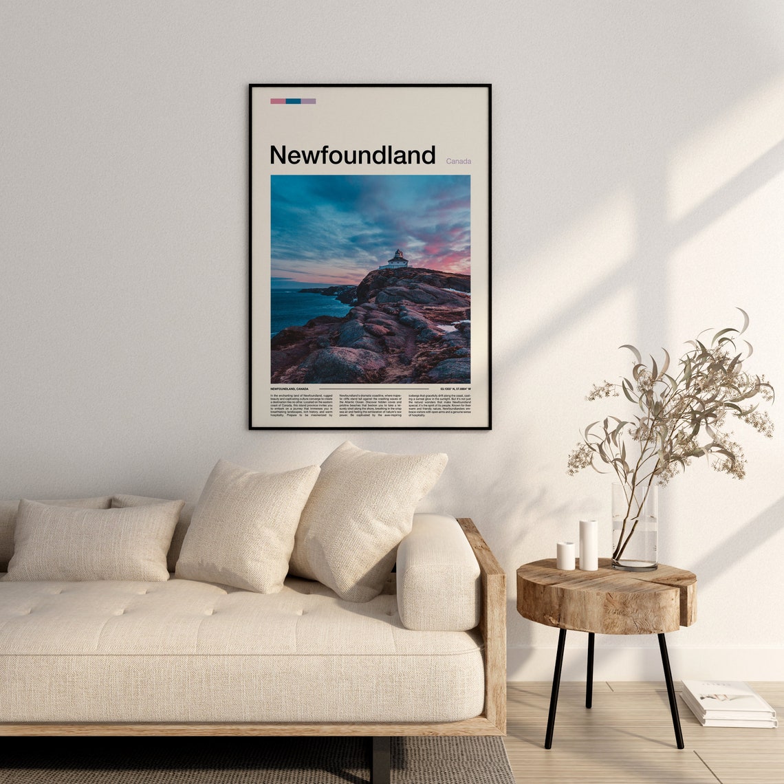 Newfoundland Canada Lighthouse Rocky Coast Sunset Ocean Poster - Image 3