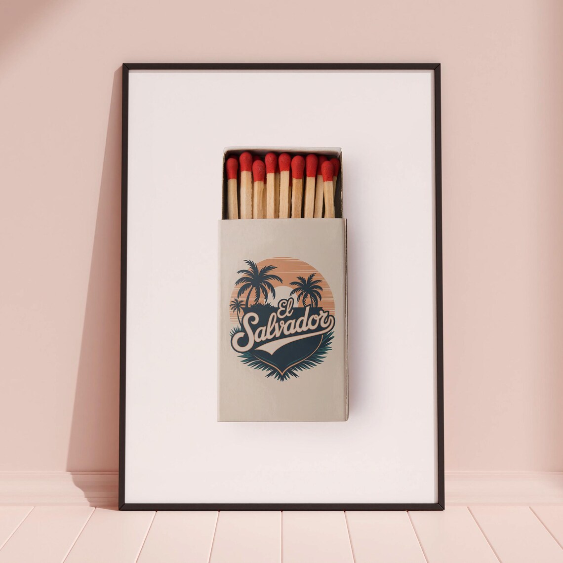 El Salvador Matchbox Palm Sunset Beach Vintage Travel Art Poster - Image 3