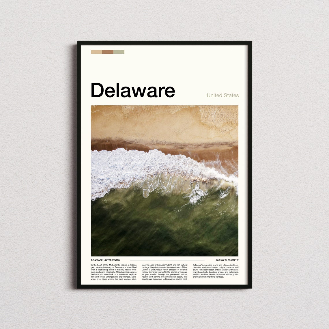 Delaware Atlantic Coast Aerial Ocean Waves Sandy Beach Poster