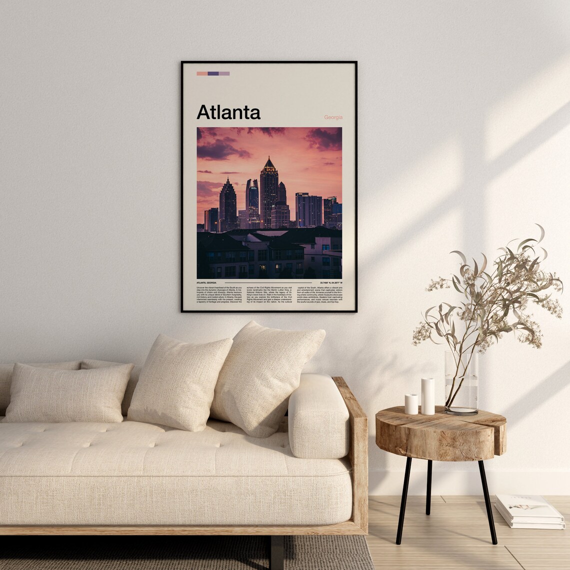Atlanta Georgia Skyline Sunset Pink Sky Urban Cityscape Poster - Image 3
