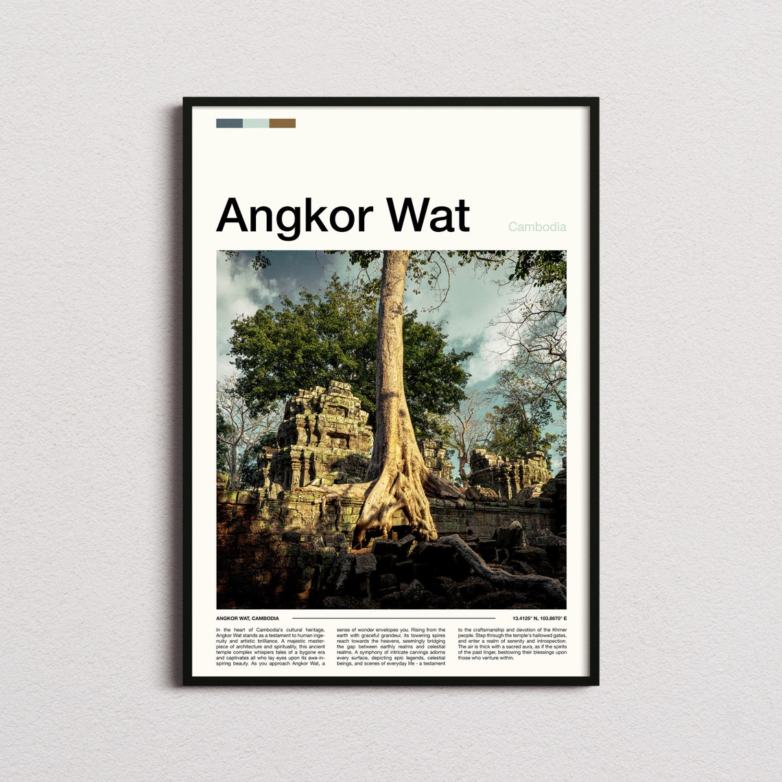 Angkor Wat Cambodia Giant Banyan Tree Ancient Temple Ruins Poster