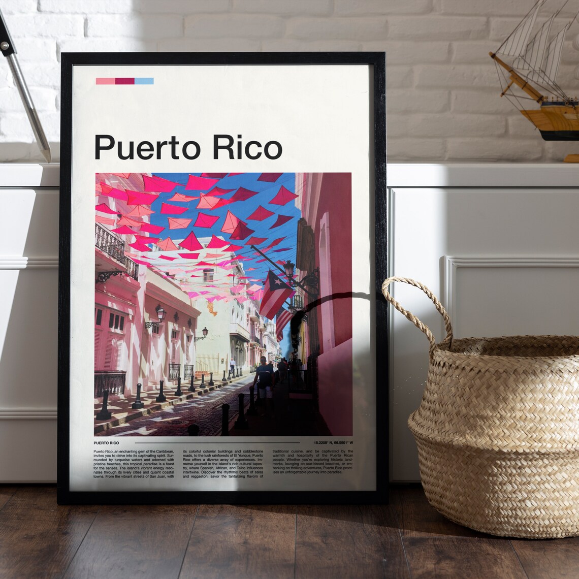 Puerto Rico San Juan Pink Umbrella Street Old Town Festival Poster - Image 4