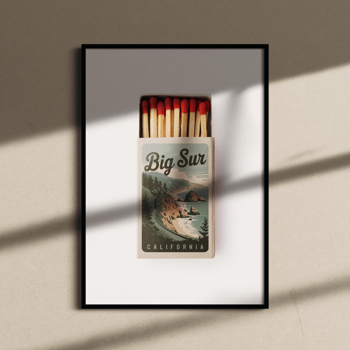 Big Sur California Vintage Matchbox Style Coastal Cliff Scene Poster - Image 2