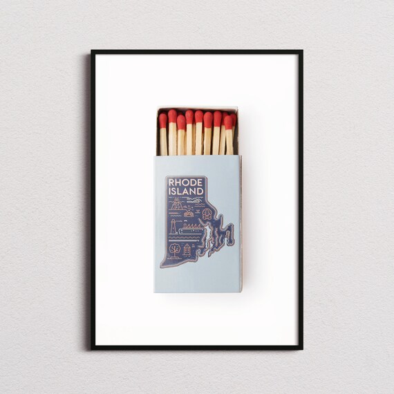 Rhode Island Matchbox Print Rhode Island Print Rhode Island Poster Rhode Island Wall Art Rhode Island Art Print Rhode Island Gifts