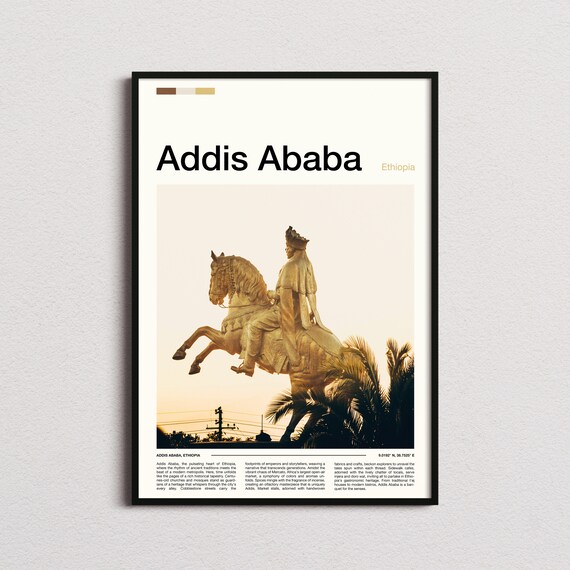 Addis Ababa Ethiopia Menelik Equestrian Statue Sunset Photo Poster