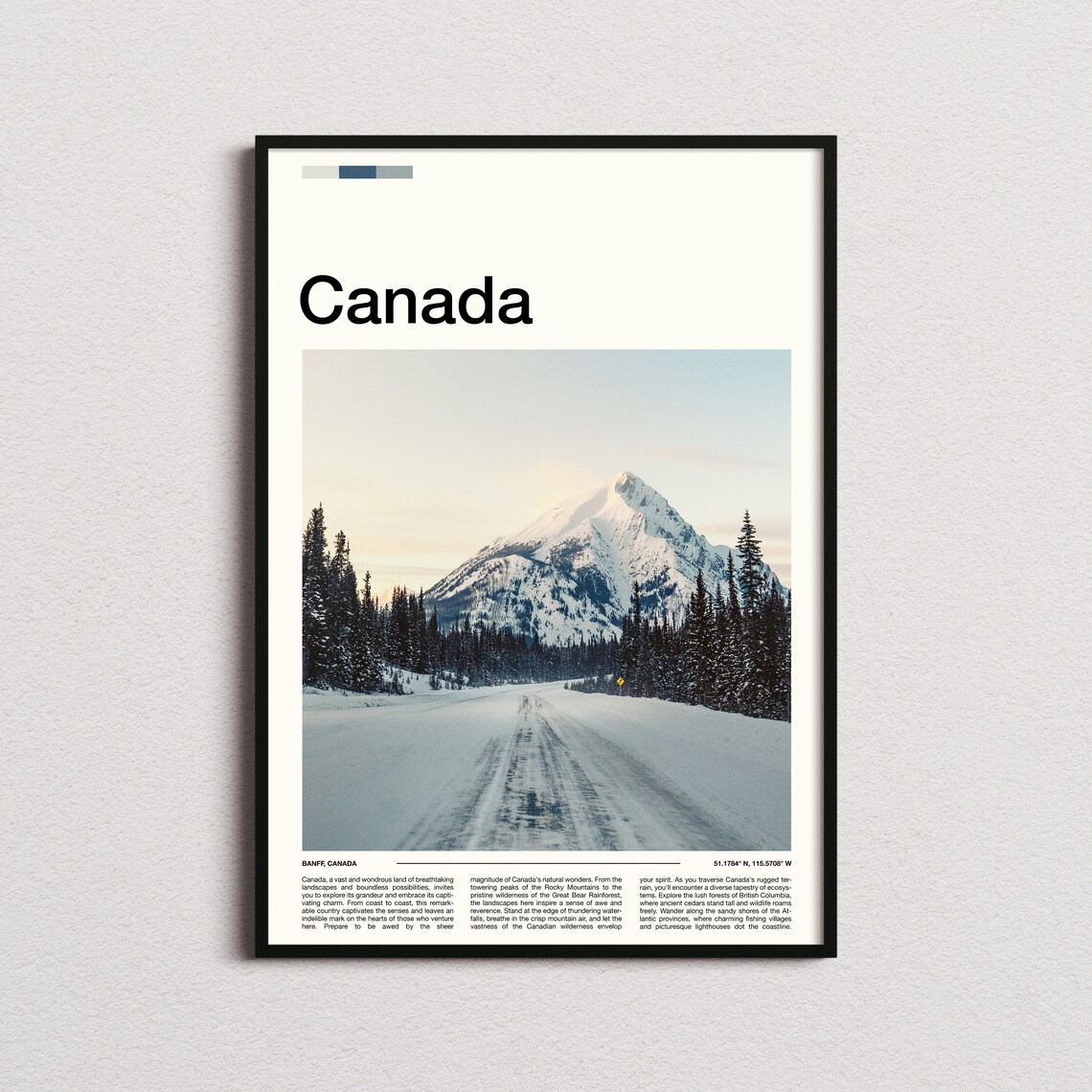 Canada Banff Snowy Mountain Road Winter Pines Photography Poster