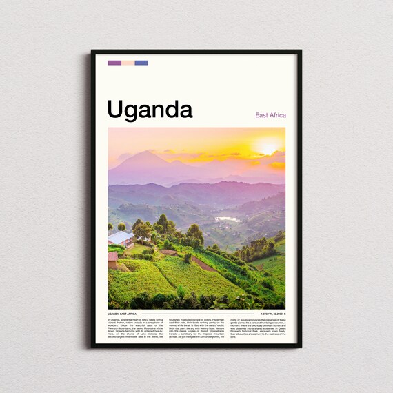 Uganda East Africa Green Hills Sunset Valley Panorama Poster