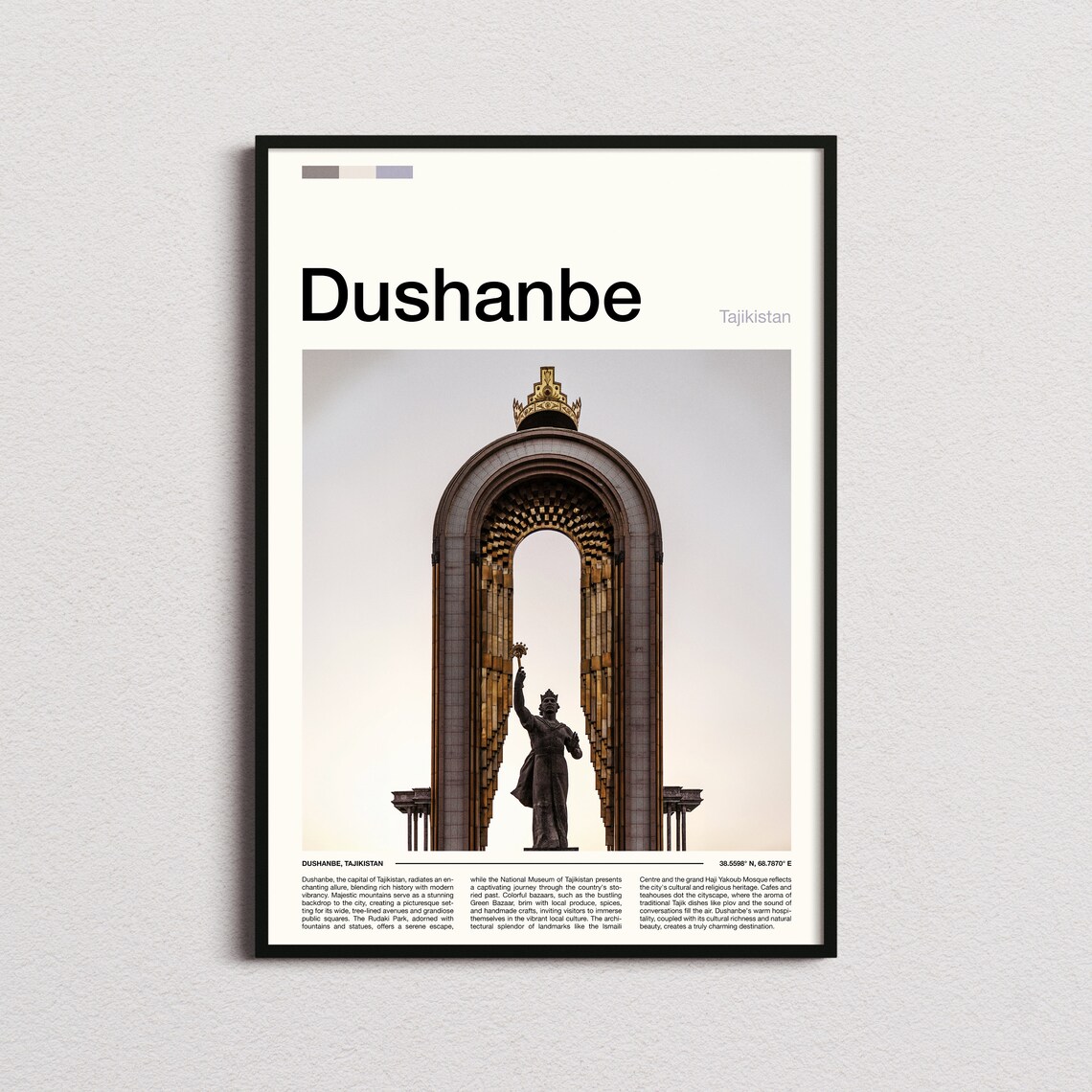 Dushanbe Tajikistan Ismoil Somoni Arch Monument Travel Poster